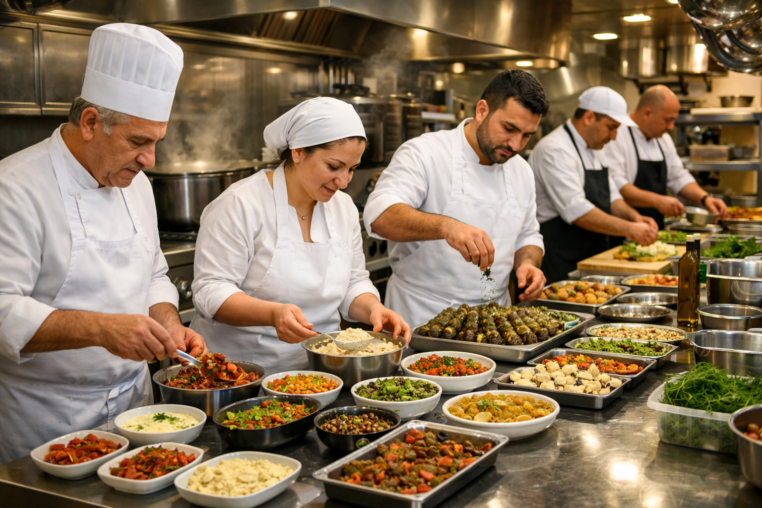 Mutfak ekibi hazirliklari